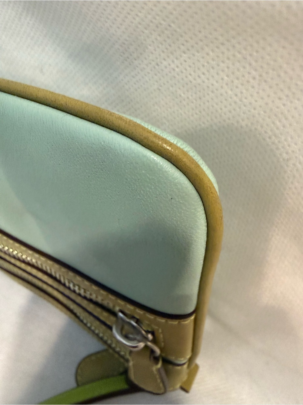 Coach Green and Blue Double Zip Leather Wristlet - Picture 6 of 7